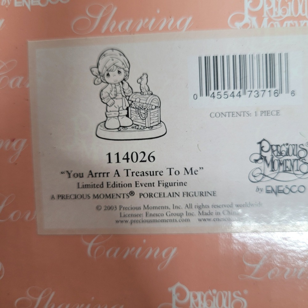 Precious Moments You Arrrr A Treasure To Me Pirate Figurine 114026 Limited Ed